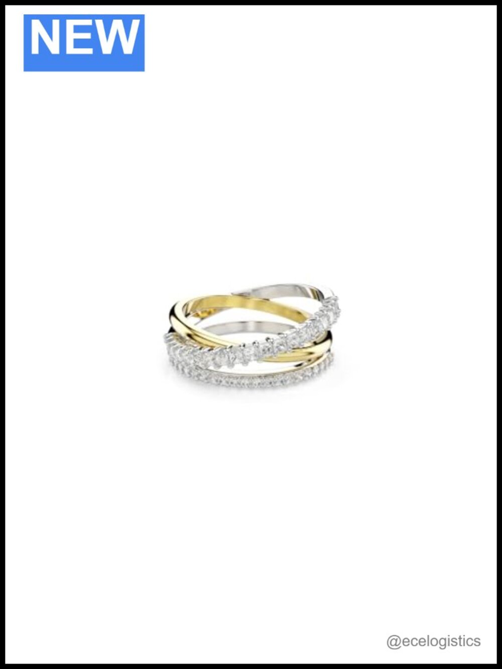 Swarovski Hyperbola Ring Mixed Cuts Rhodium Finish Statement Ring